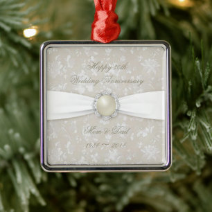 Bold Damask 30th Wedding Jubileum Ornament