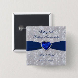 Bold Damask 45th Wedding Jubileum Button