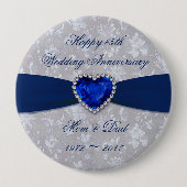 Bold Damask 45th Wedding Jubileum Magnet Ronde Button 4,0 Cm (Voorkant)