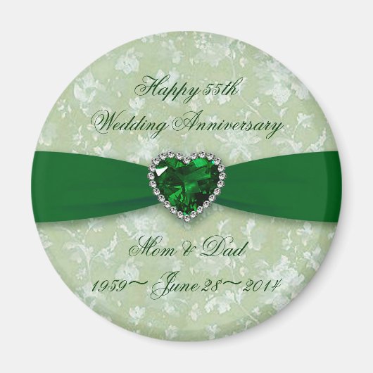 Bold Damask 55th Mariage Anniversary Magnet (Devant)