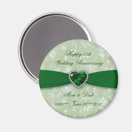 Bold Damask 55th Wedding Jubileum Magnet Magneet (Voorkant / Achterkant)