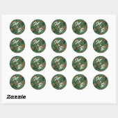 Bold Dark Green Red Floral Textile Pattern Wedding Ronde Sticker (Vel)