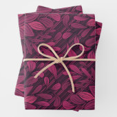 Bold Dark Magenta Floral Pattern Wrapping Paper (In situ)
