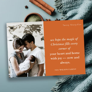 Bold Dusky Rustic Minimaal 1 foto Roest Kerstmis Feestdagenkaart
