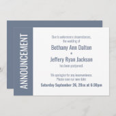 Bold Dusty Blue Uitgestelde bruiloft aankondiging (Voorkant / Achterkant)