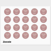 Bold Dusty Roos Retro Custom Wedding Dank u Ronde Sticker (Vel)