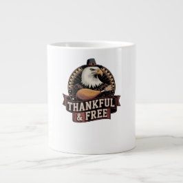 Bold Eagle Head Thankful & Free Vintage Graphic Extra Grote Beker