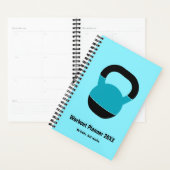 Bold Electric-Blue Black Kettlebell Motto Workout Planner (Display)