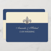 Bold Elegance Silver Fleur de Lis Save the Date (Voorkant / Achterkant)