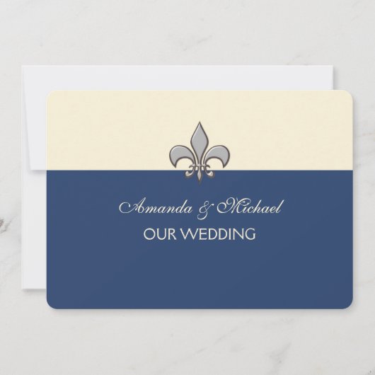 Bold Elegance Silver Fleur de Lis Save the Date (Voorkant)