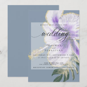 Bold Elegant Amethyst Paarse Floral Wedding Invita Kaart