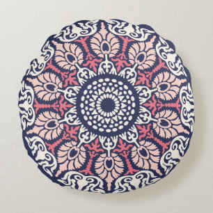 Bold Ethnic Modern Mandala boho chic Indian Yoga Rond Kussen