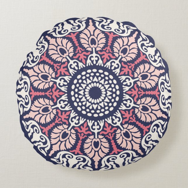 Bold Ethnic Modern Mandala boho chic Indian Yoga Rond Kussen (Voorkant)