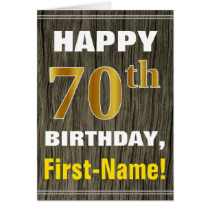 Bold, Faux Wood, Faux Gold 70e anniversaire + Nom