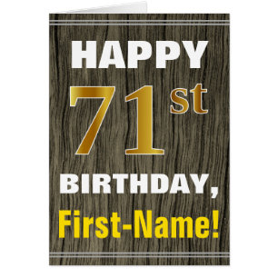 Bold, Faux Wood, Faux Gold 71e anniversaire + Nom