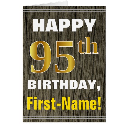 Bold, Faux Wood, Faux Gold 95e anniversaire + Nom (Devant)