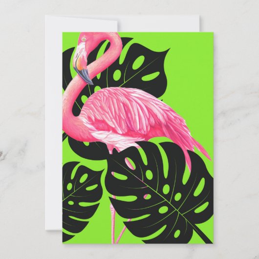 Bold Flamingo Invitation Kaart (Voorkant)