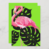Bold Flamingo Invitation Kaart (Voorkant / Achterkant)