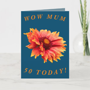 Bold Floral 50th Birthday Kaart voor moeder