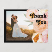 Bold Floral Black | Foto bedankt Briefkaart (Voorkant)