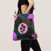 Bold Floral Circle Tote Bag – Modern Abstract Flow (Dichtbij)