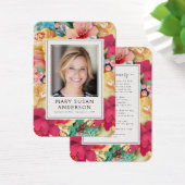 Bold Florals Foto Funeral Memorial Prayer Kaart (Bureau)