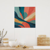 Bold Flow – Abstracte penseelstreekkunst in Blauwg Poster (Keuken)