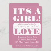Bold Font C'est une fille! baby shower invitation (Devant / Derrière)