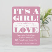 Bold Font C'est une fille! baby shower invitation (Debout devant)