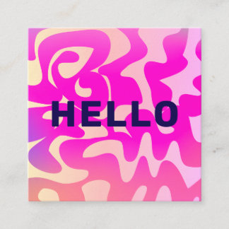 Bold Font Groovy Retro Hello Pink Colorful Vierkante Visitekaartje