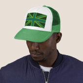 Bold Forest Green Union Jack Trucker Pet (In situ)