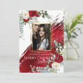 BOLD Foto Lijst Crimson Merry Kerstmis Kaart (Staand voorkant)