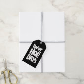 Bold & Fun Black & White Happy Holidays Cadeaulabel (Met Touw)