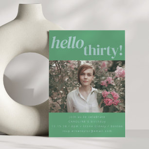 Bold Fun Modern Green 30e verjaardag Party Foto Kaart