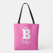 Bold fun typography monogram name pink white draagtas (Achterkant)