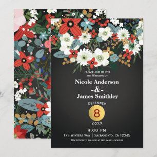Bold Funky Colorful Floral Dark Chic Wedding Kaart
