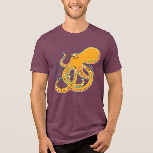 Bold & Funky Octopus Art Tri-Blend Shirt (Voorkant)