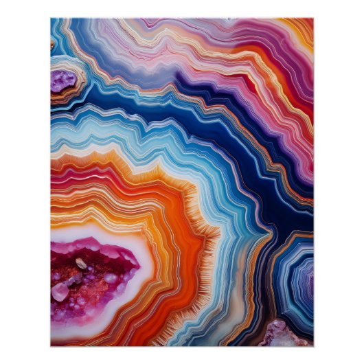Bold Geode Layers – Kleurrijke Abstracte minerale  Perfect Poster (Voorkant)