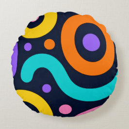 Bold Geometric Circles Round Pillow Rond Kussen