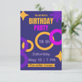 Bold Geometric Neon 18th Birthday Party Invitation Bedankkaart (Staand voorkant)