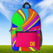Bold Geometric Stripe Pattern Custom Monogram Bedrukte Rugzak