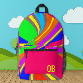 Bold Geometric Stripe Pattern Custom Monogram Bedrukte Rugzak