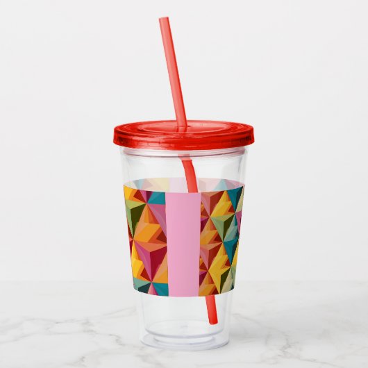 Bold Geometric Triangle Pattern  Acryl Drinkbeker (Links)