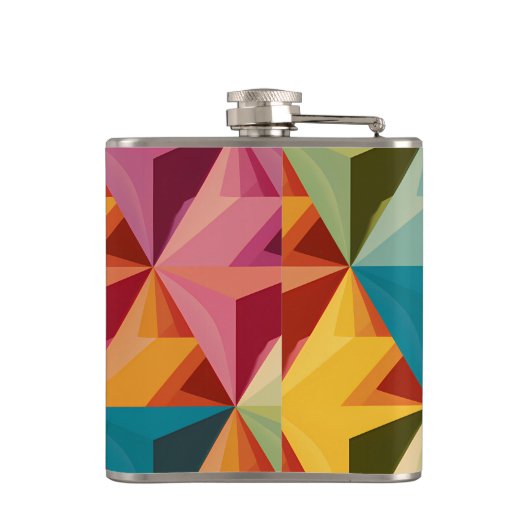 Bold Geometric Triangle Pattern  Heupfles (Achterkant)