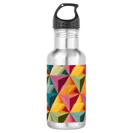 Bold Geometric Triangle Pattern  Waterfles (Voorkant)
