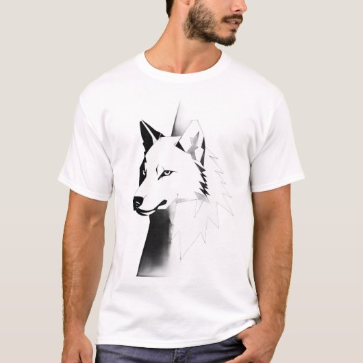 Bold Geometric Wolf Head Men's T-Shirt (Devant)