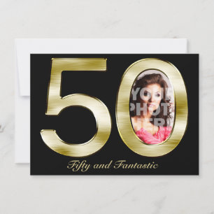 Bold Gold 50th Photo Anniversaire Fête Invitation