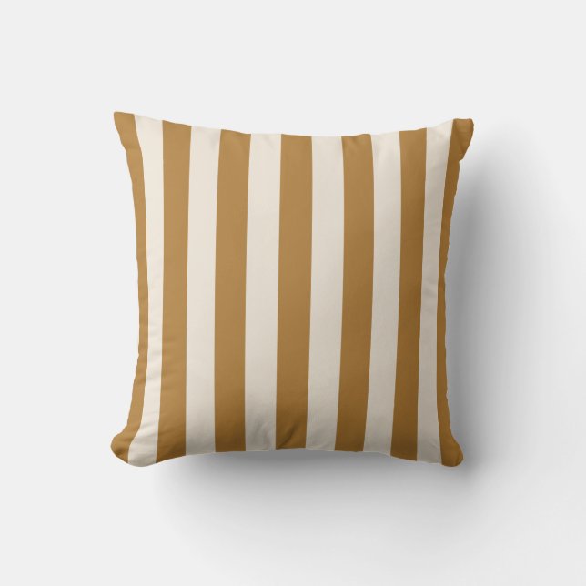 Bold Gold and Cream Stripe Kussen (Voorkant)