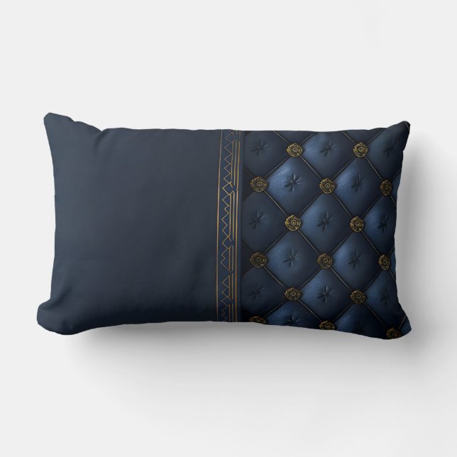 Bold Gold en Navy Blue Abstract Kussen (Voorkant)