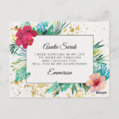 Bold Gold Floral Godmoeder proposal Kaart (Achterkant)